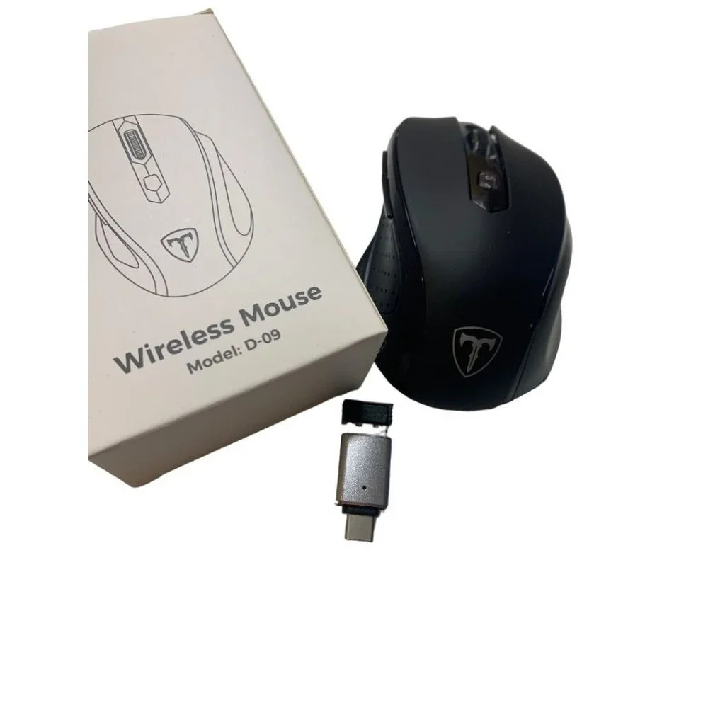 Wireless‎ Mouse Model D-09 (CA57BN) Scroll Wheel Black with USB Receiver New